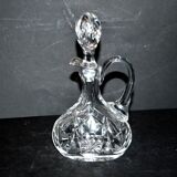 Carafe cannette aiguière liqueur / huile en cristal de Bohème taillé H18cm
