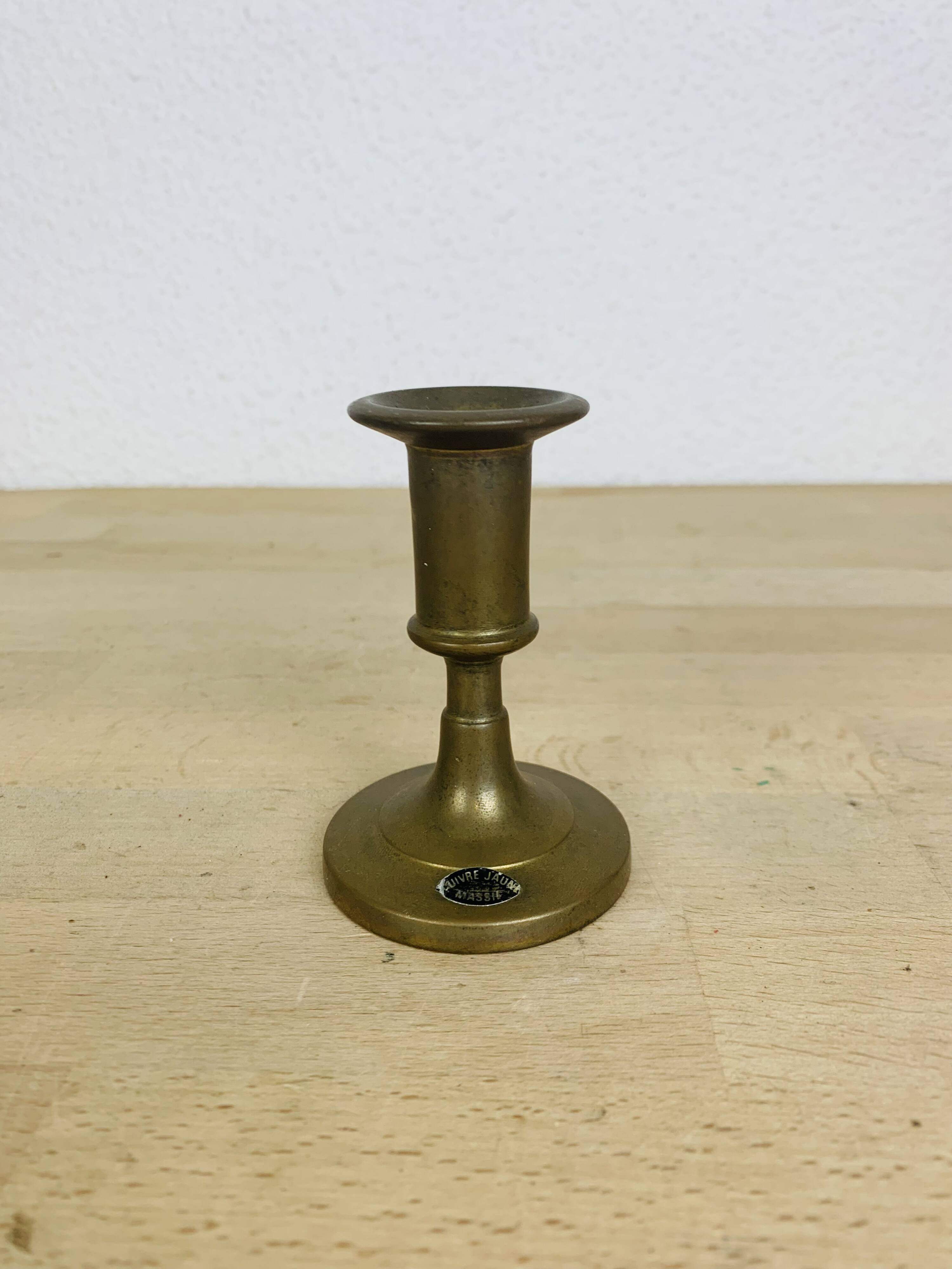 Vintage gold brass candle holder