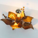 Unusual Italian Florentine gilt 'Wisteria' wall lamp by Masca