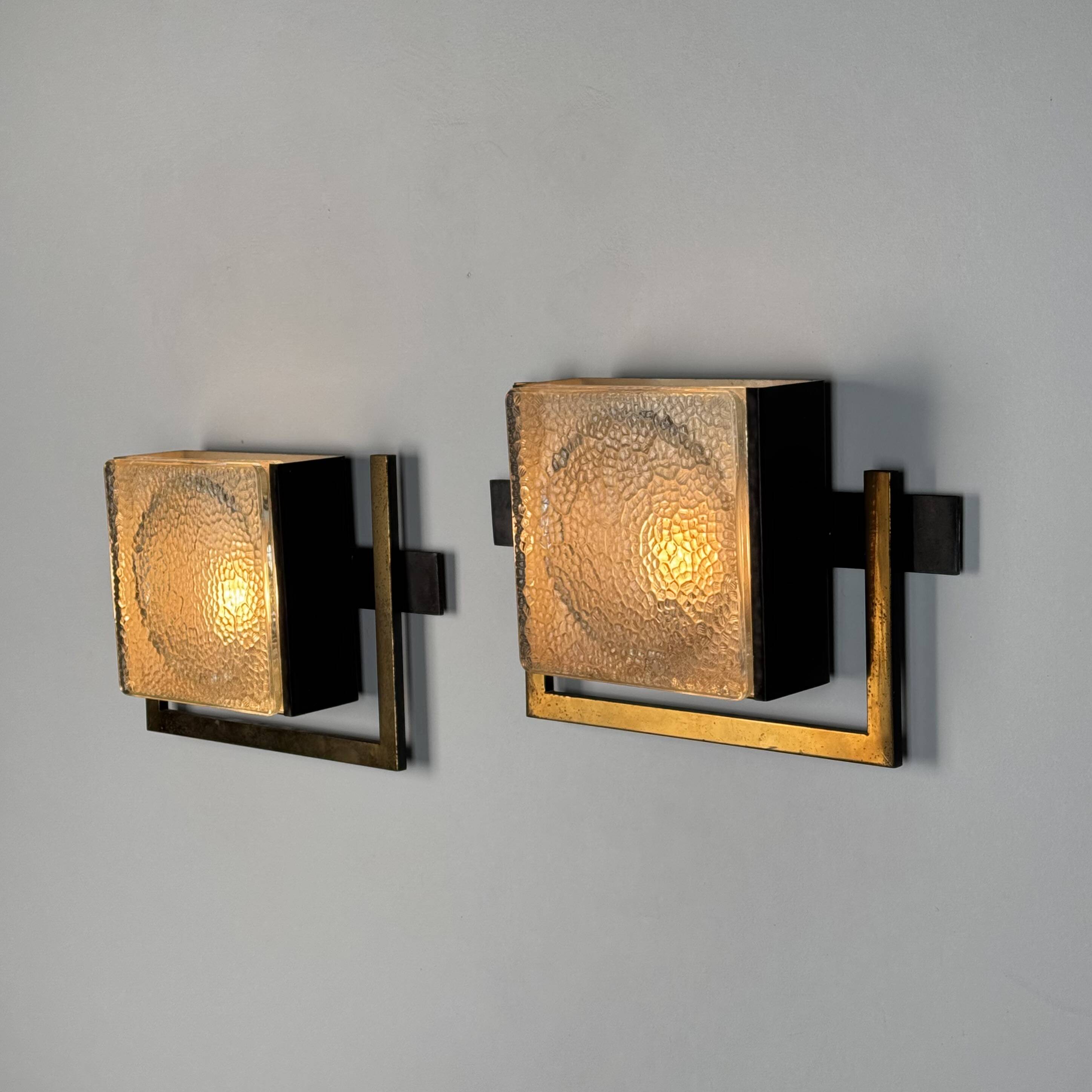 Pair of Wall Lights by Jacques Adnet, From the Nevada line, France 50s