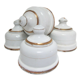 Quatre cloches à fromage métal émaillé blanc début XXème