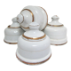 Four white enamelled metal cheese bells early twentieth century