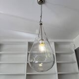 Vintage water drop light fixture - clear glass and steel