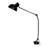 Lampe de bureau, d'atelier industriel en tôle émaillée noire, années 1950
