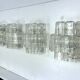 Vistosi manner, set of four large clear murano glass elements sconces. Italy 1970s