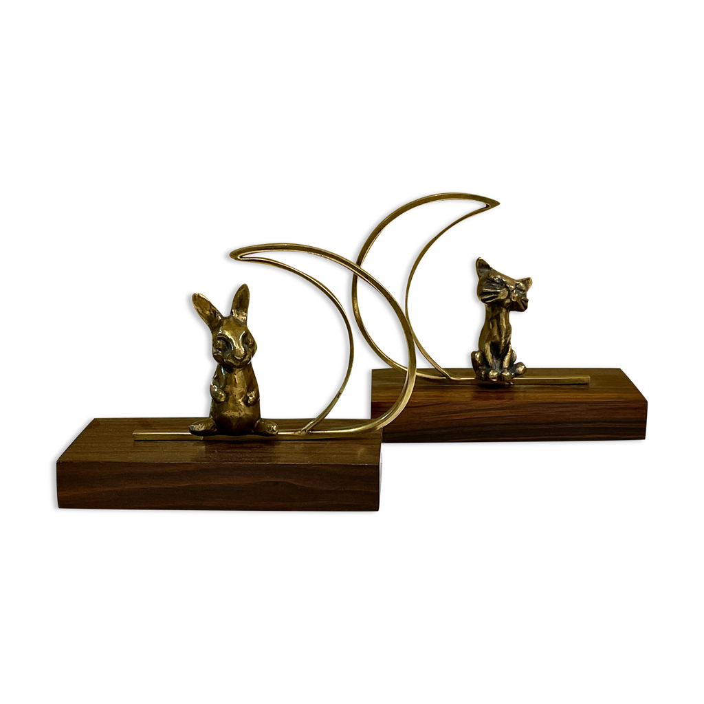 Serre-livres - Écureuil Art Déco - Bronze patiné, Marbre