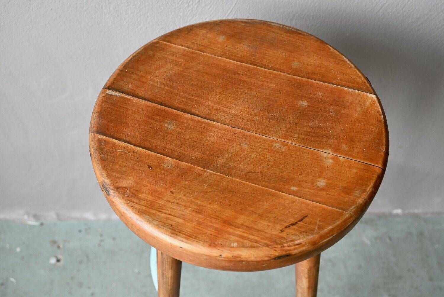 Vintage 60s bar stool in blue lacquered wood and metal.