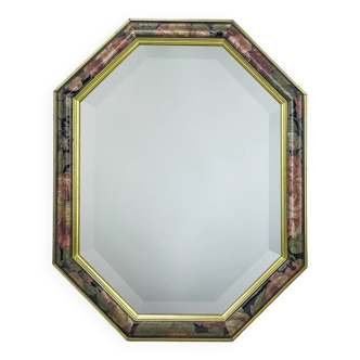 Octagonal mirror with painted floral decoration from the 80s