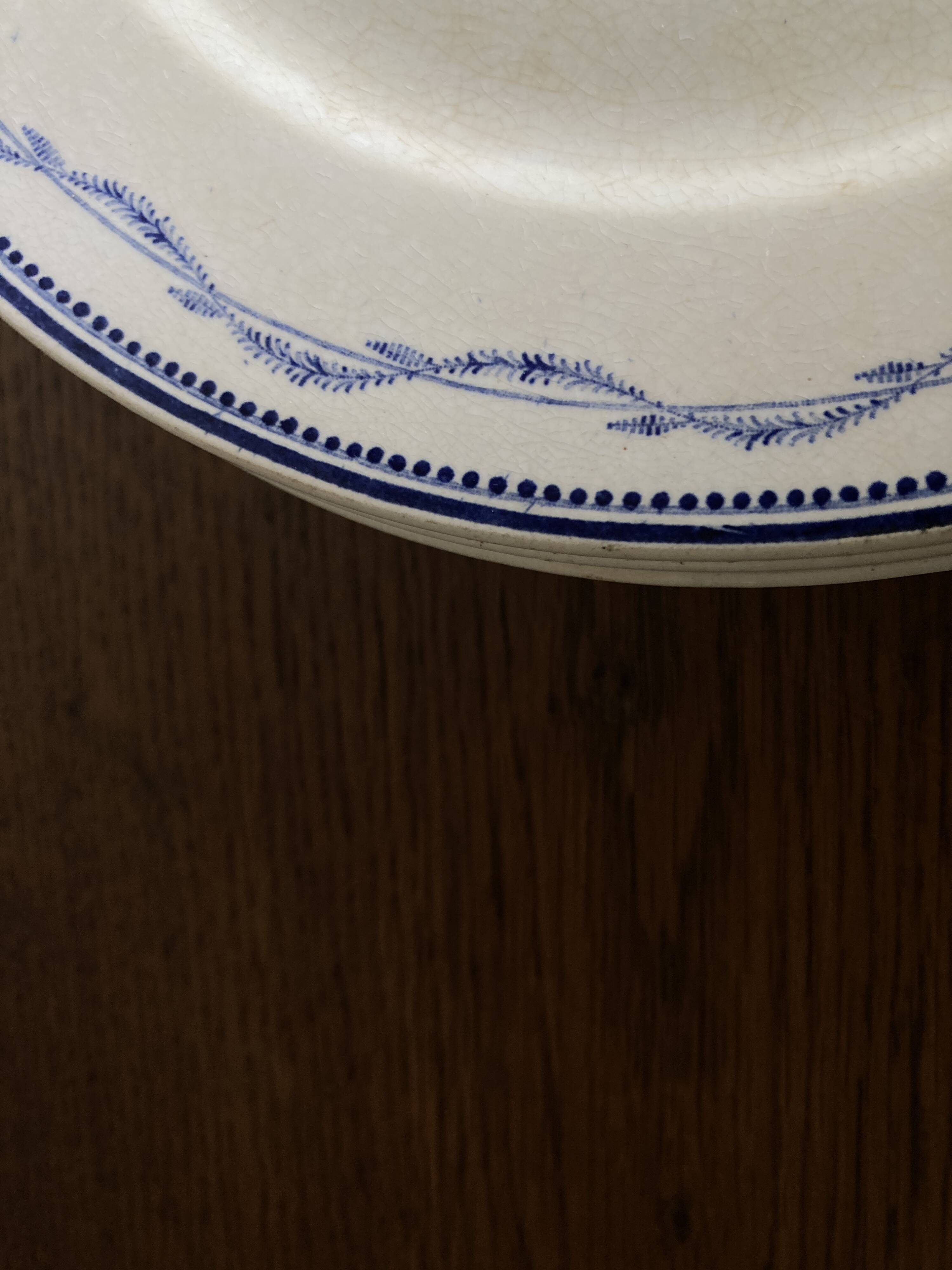 Set of 5 Tournai plates with twig neo-classical design, mid-19th century, ironstone.