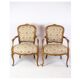 Pair of Neo-Rococo Armchairs with Decorated Fabric in Light Wood
