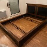 Handcrafted solid wood double bed and its superb headboard / bedside table