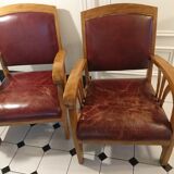 Lot of 2 wooden colonial-style armchairs