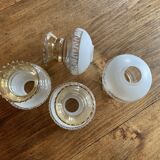 Lot de 4 globes de lustre abats jours en verre, anciens, vintage