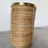 Porte parapluie ou corbeille en rotin, 1970, Italie