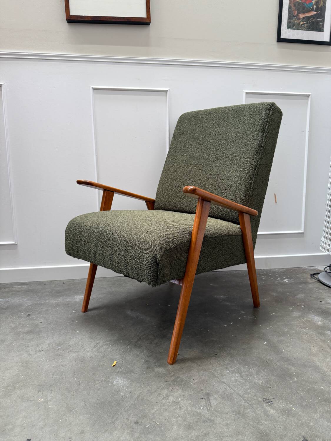 Scandinavian khaki armchair