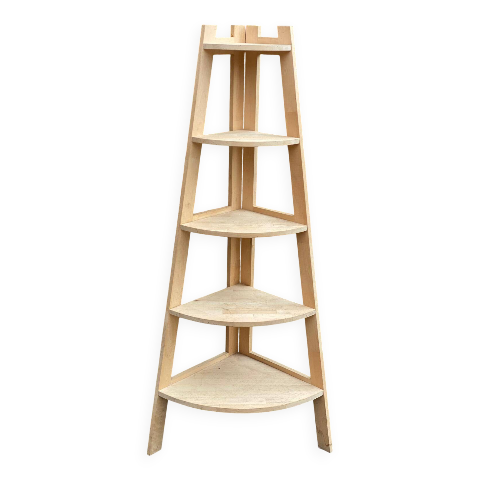 Vintage 5-Tier Solid Wood Quarter-Round Corner Shelf