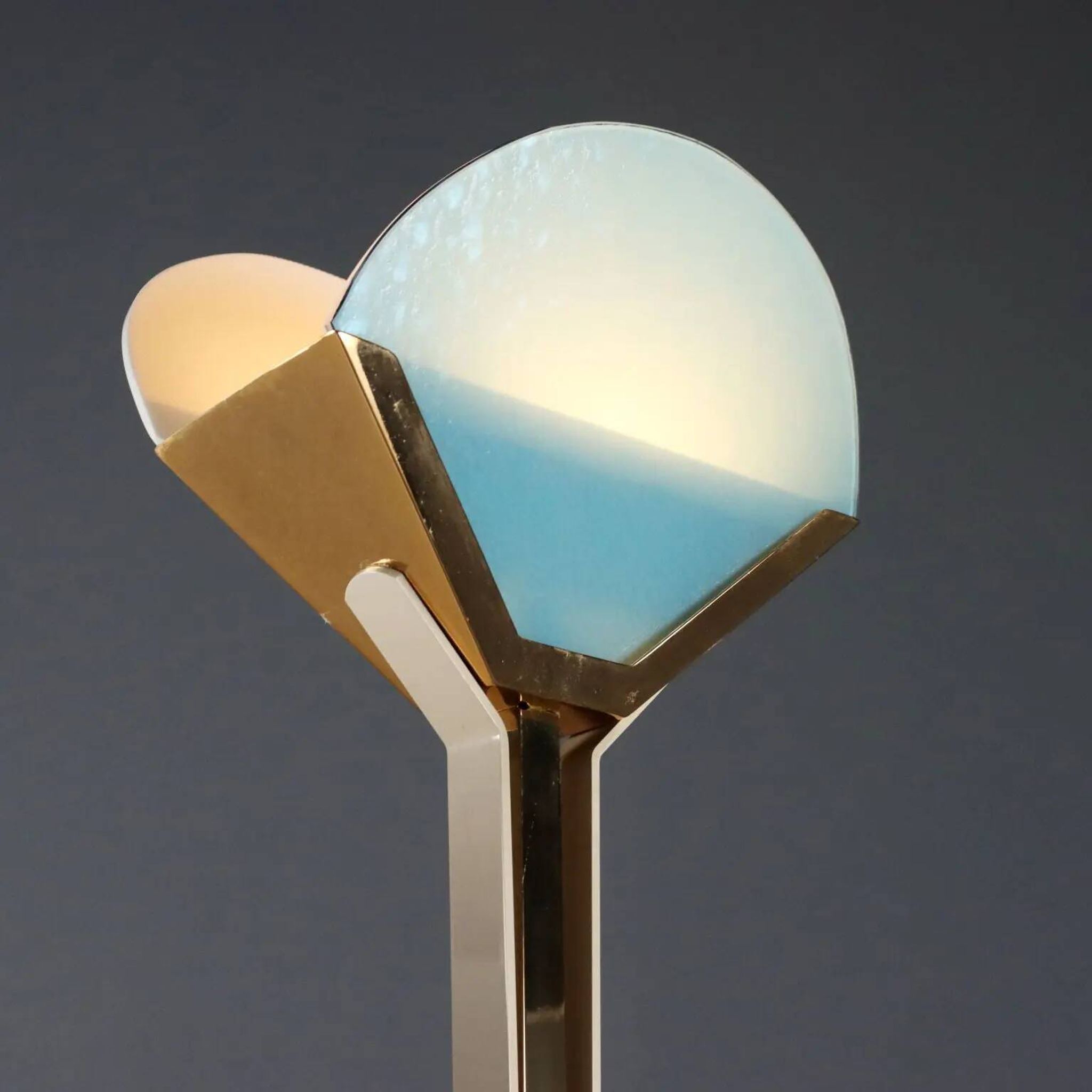 Vintage aluminium and glass floor lamp, Italian design, 1980s.