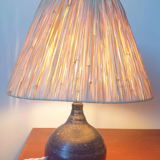 Ball lamp in marsh sandstone and raffia 1960