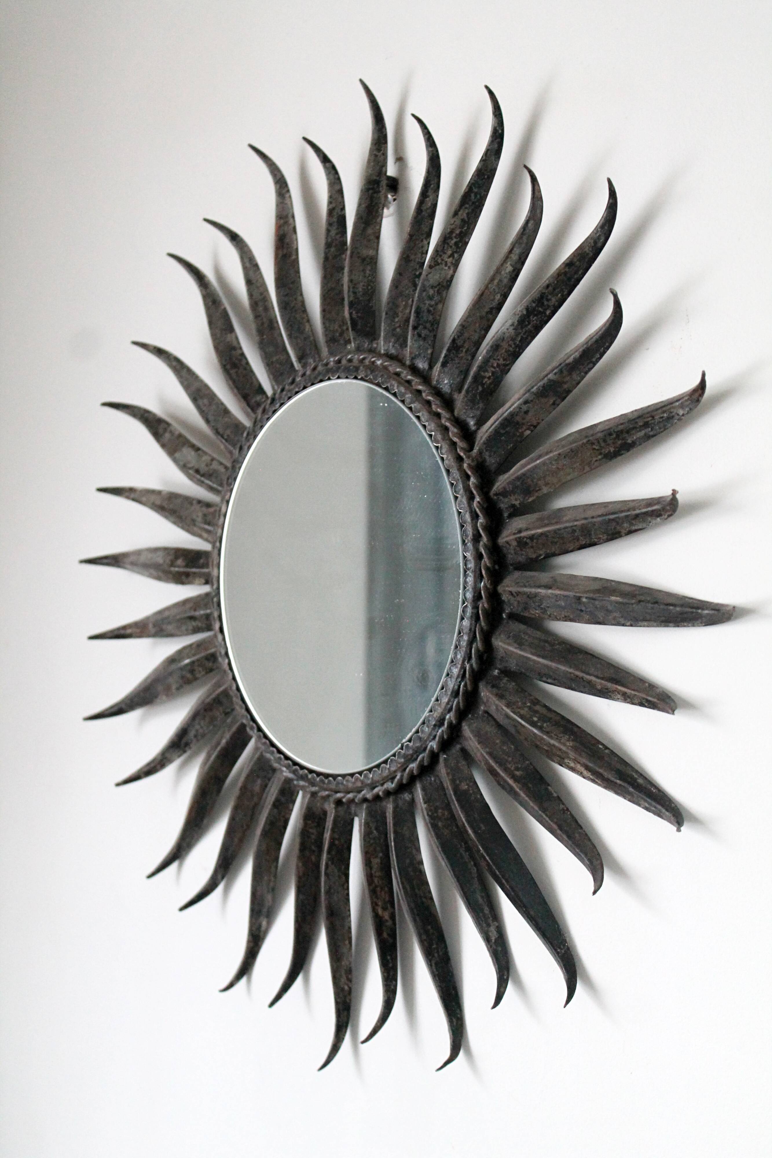 Mirror Sun 51x51cm black metal