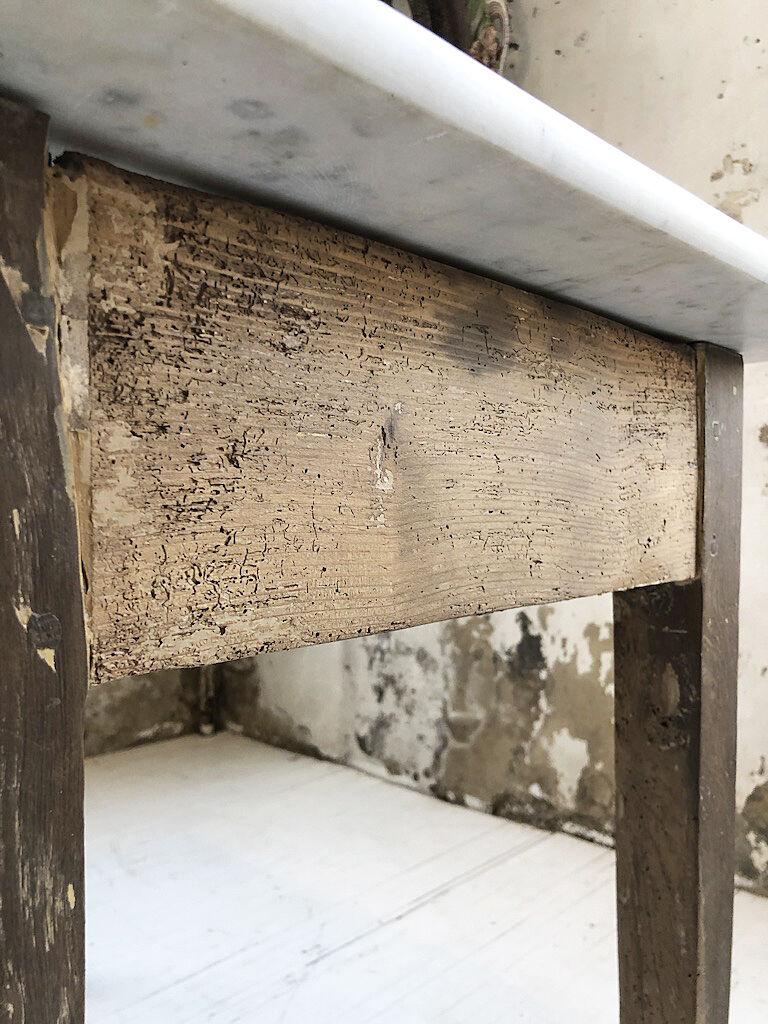 Oak and marble farm table