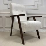Vintage armchair in curly wool