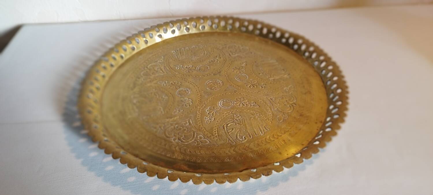 Oriental brass tray