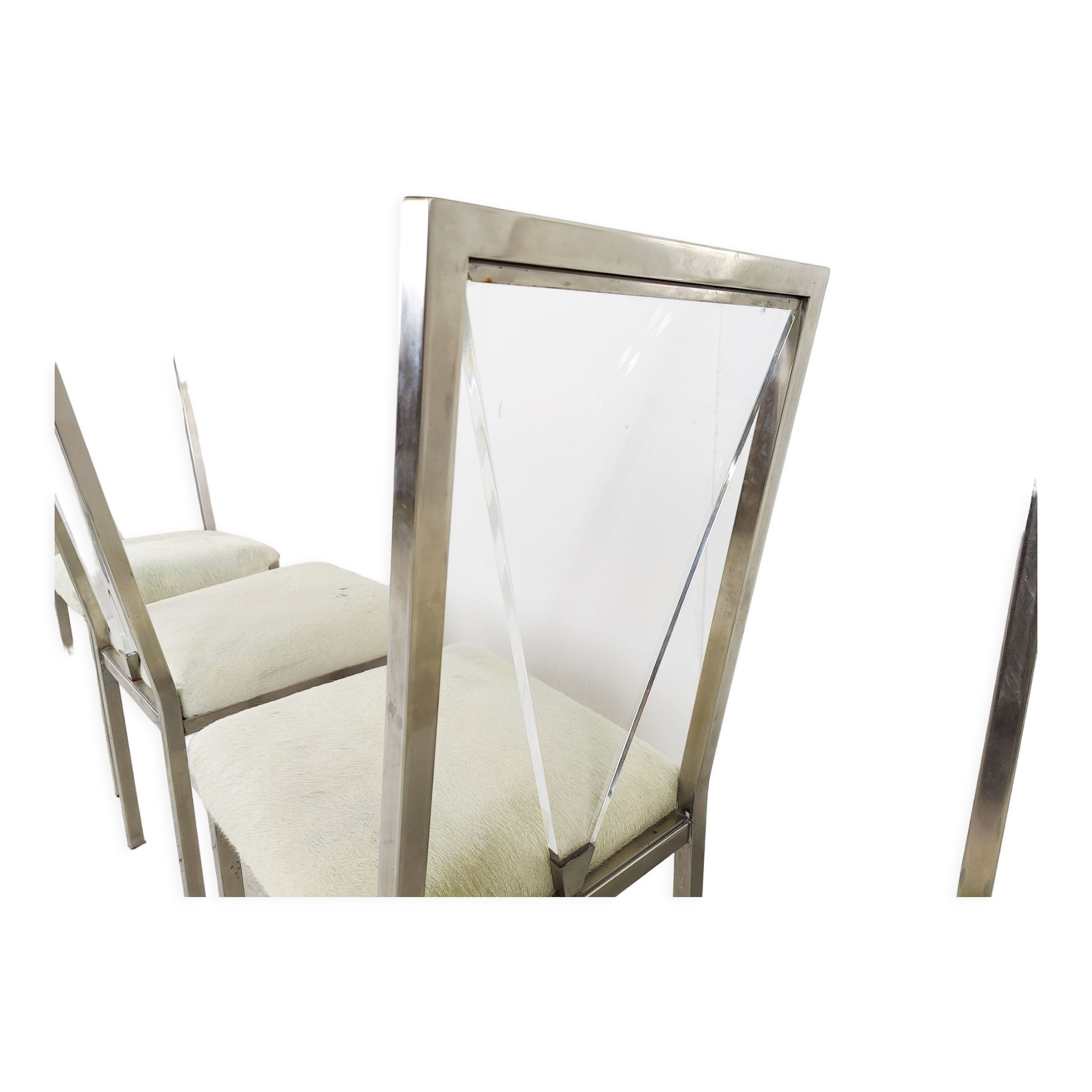 Metal and lucite dining chairs by Belgochrom, 1970s