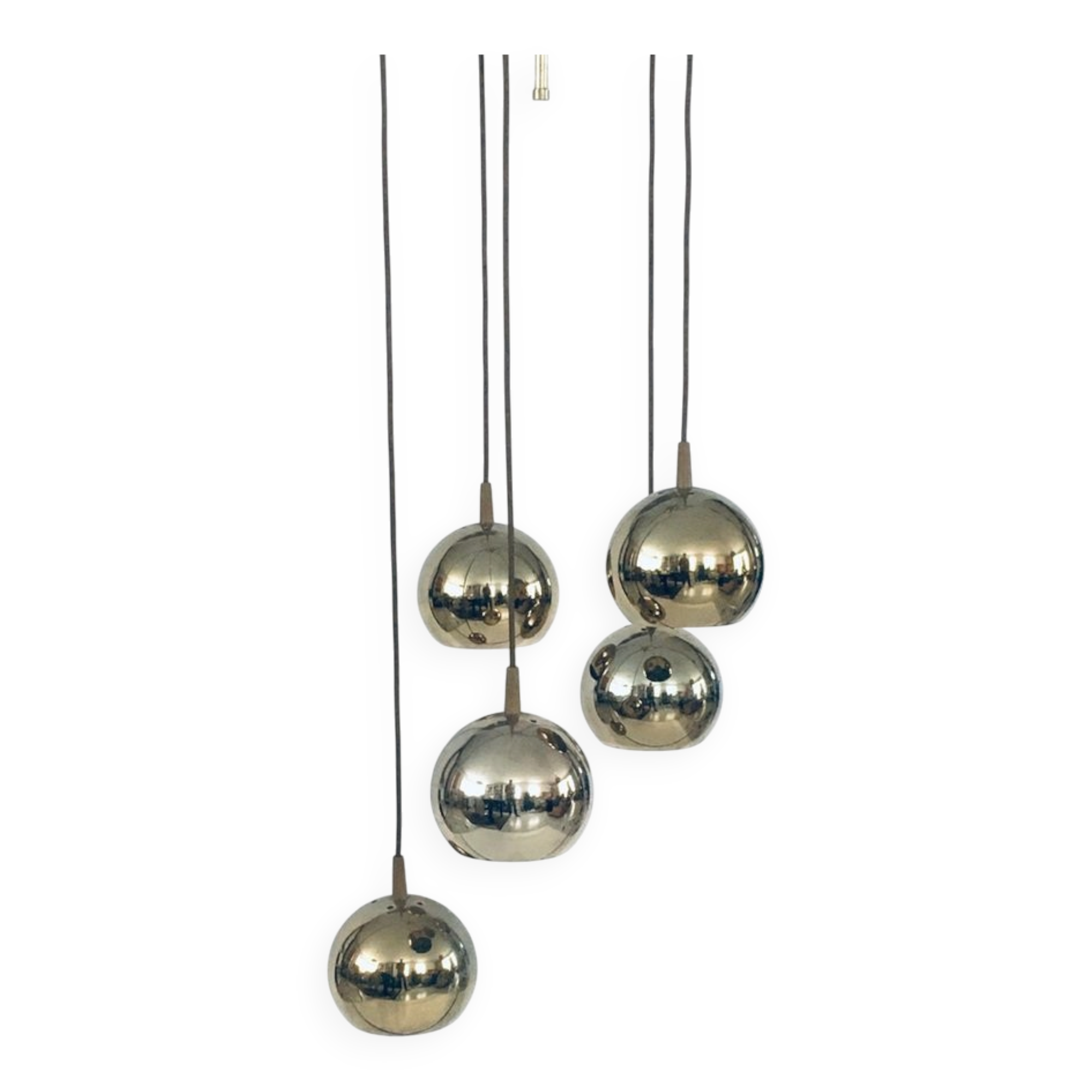 Golden Cascade 5-Ball Ceiling Lamp, Italy, 1980s