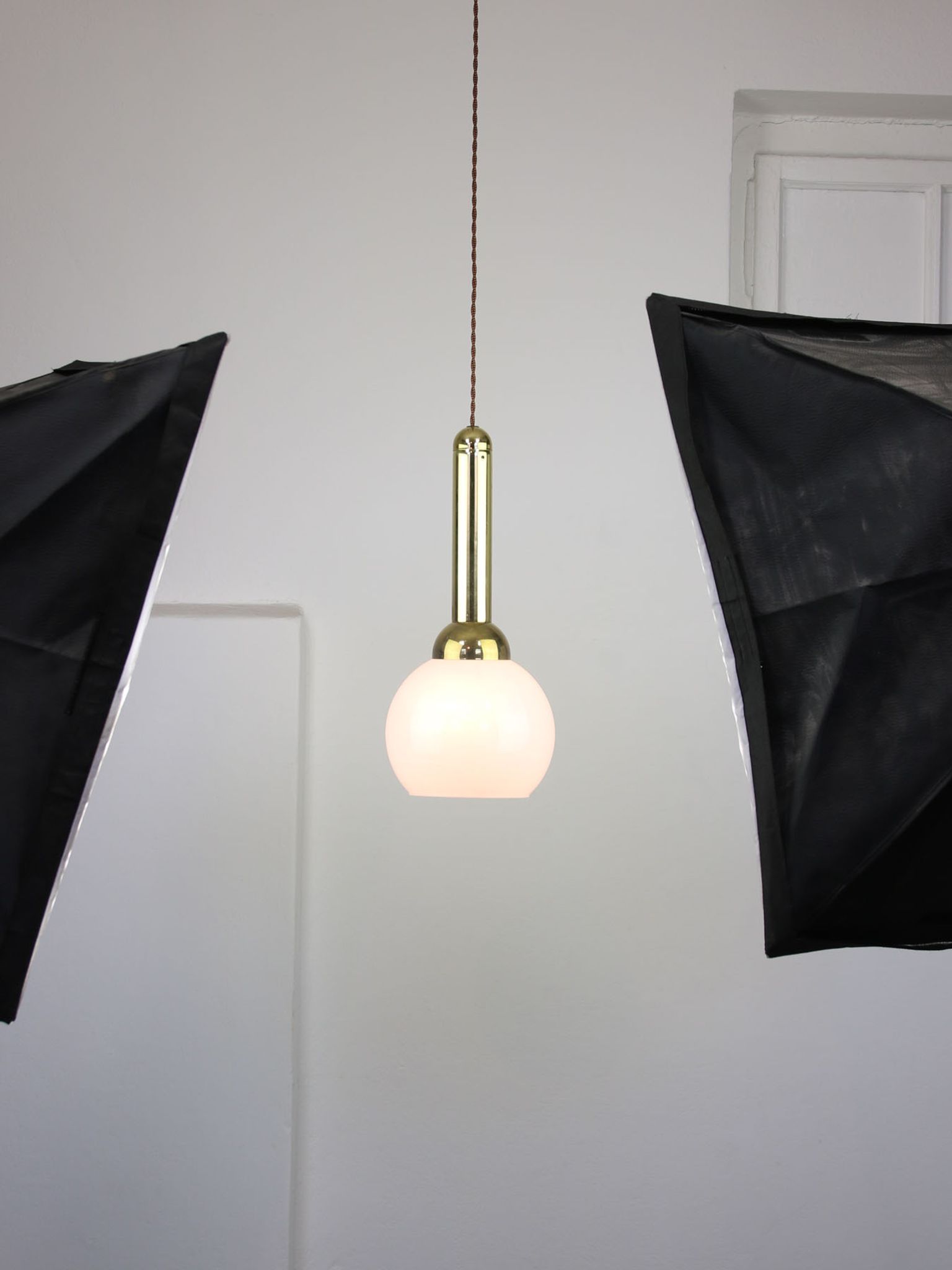 Vintage gold & opaline pendant lamp