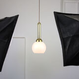 Vintage gold & opaline pendant lamp