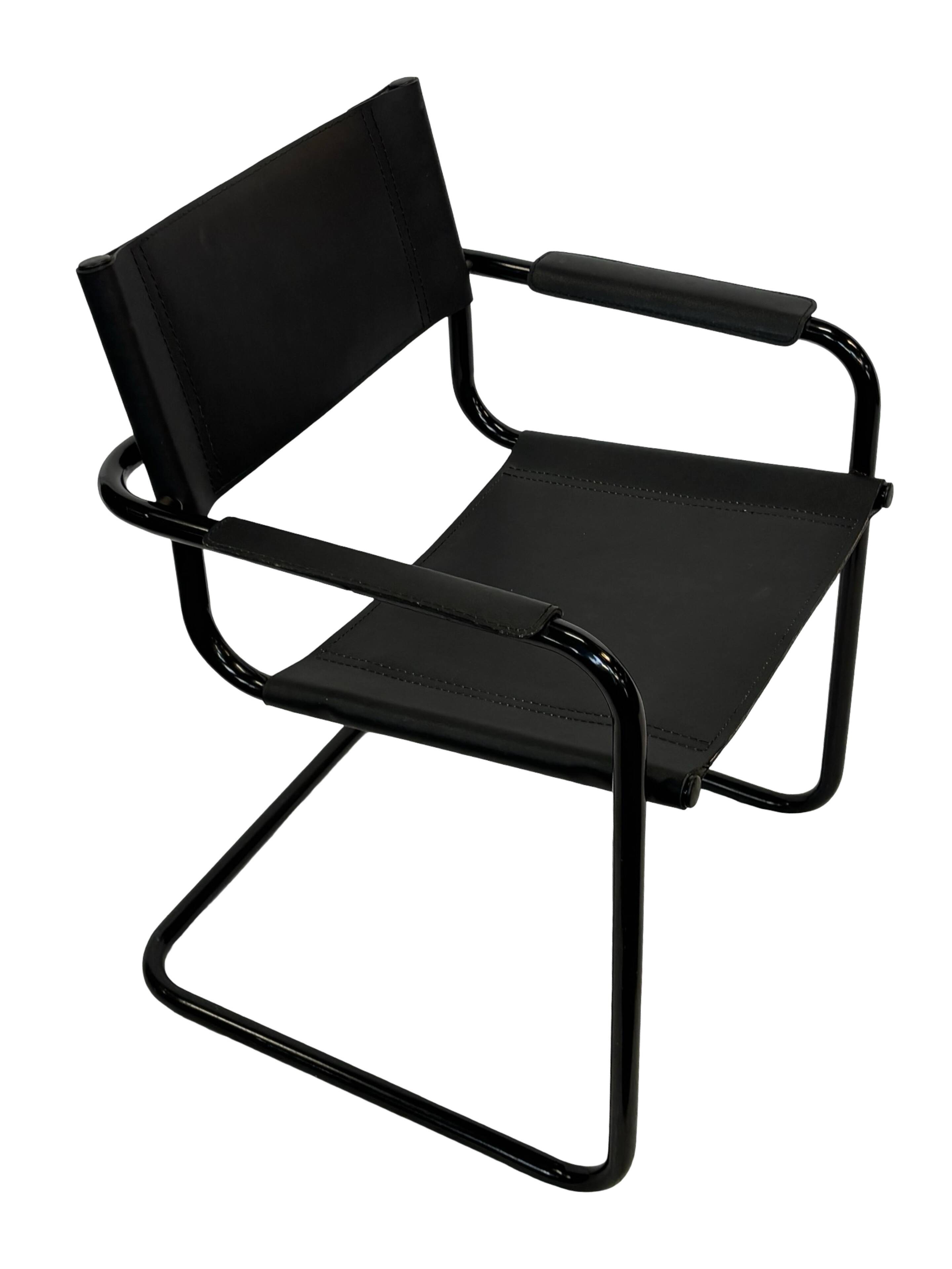 Set of 4 Bauhaus cantilever chairs in black imitation leather design