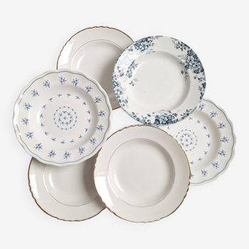 Assiettes creuses bleu vintage