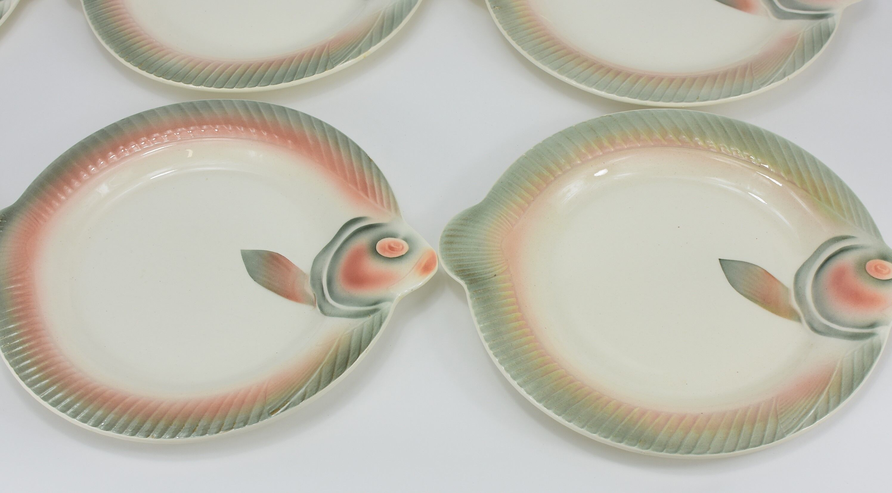 Set of 6 Digoin fish plates