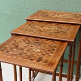Set of 3 nesting tables in inlaid wood