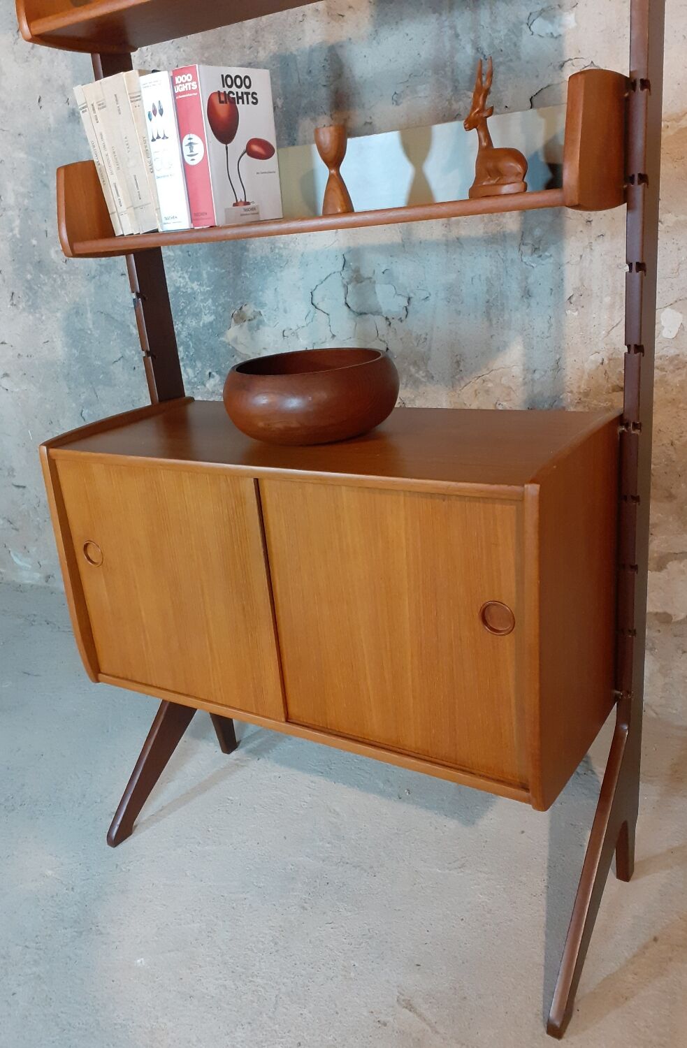 Ergo teak shelving unit, Scandinavian vintage 1960s