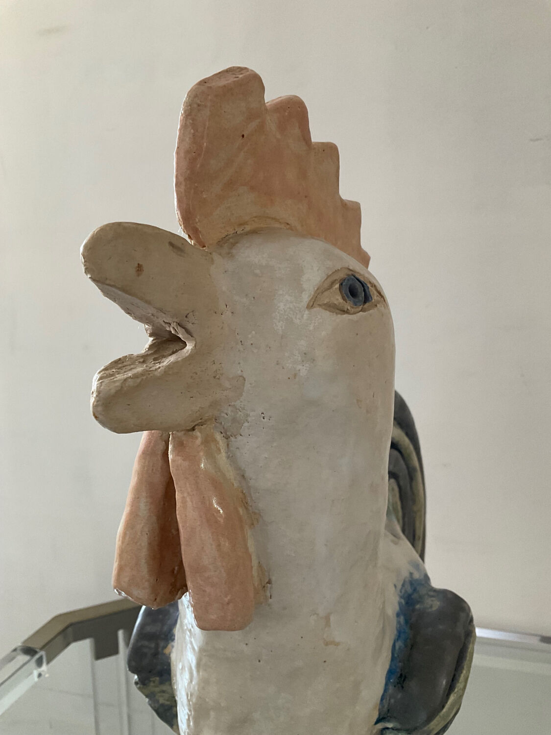Vintage coq from the 60s in glazed stoneware