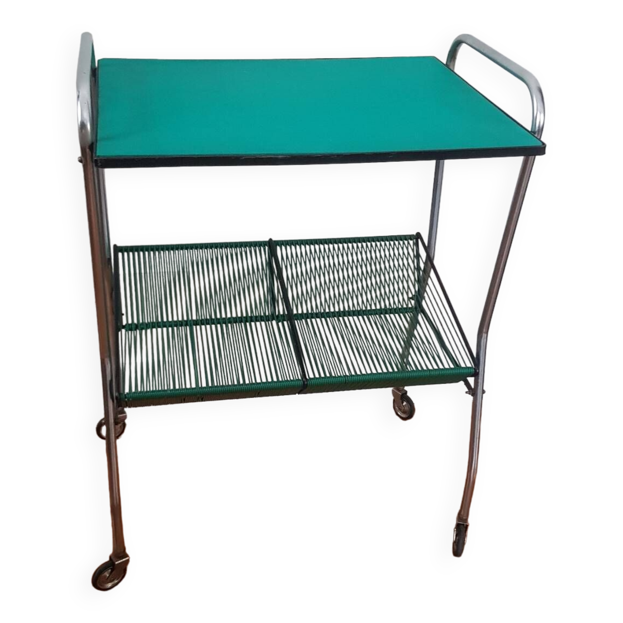 1950s vinyl storage side table