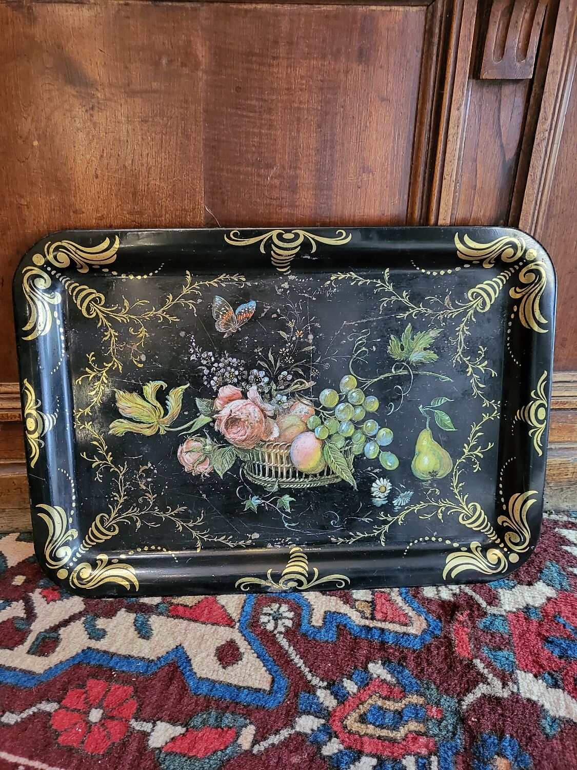 Old painted decoration tray