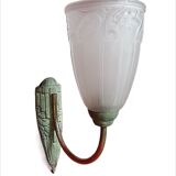 Pair of Art Deco pressed glass wall sconces