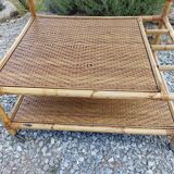 wheeled wicker dessert trolley, console, vintage