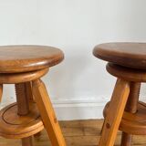 Pair of solid wood screw stools