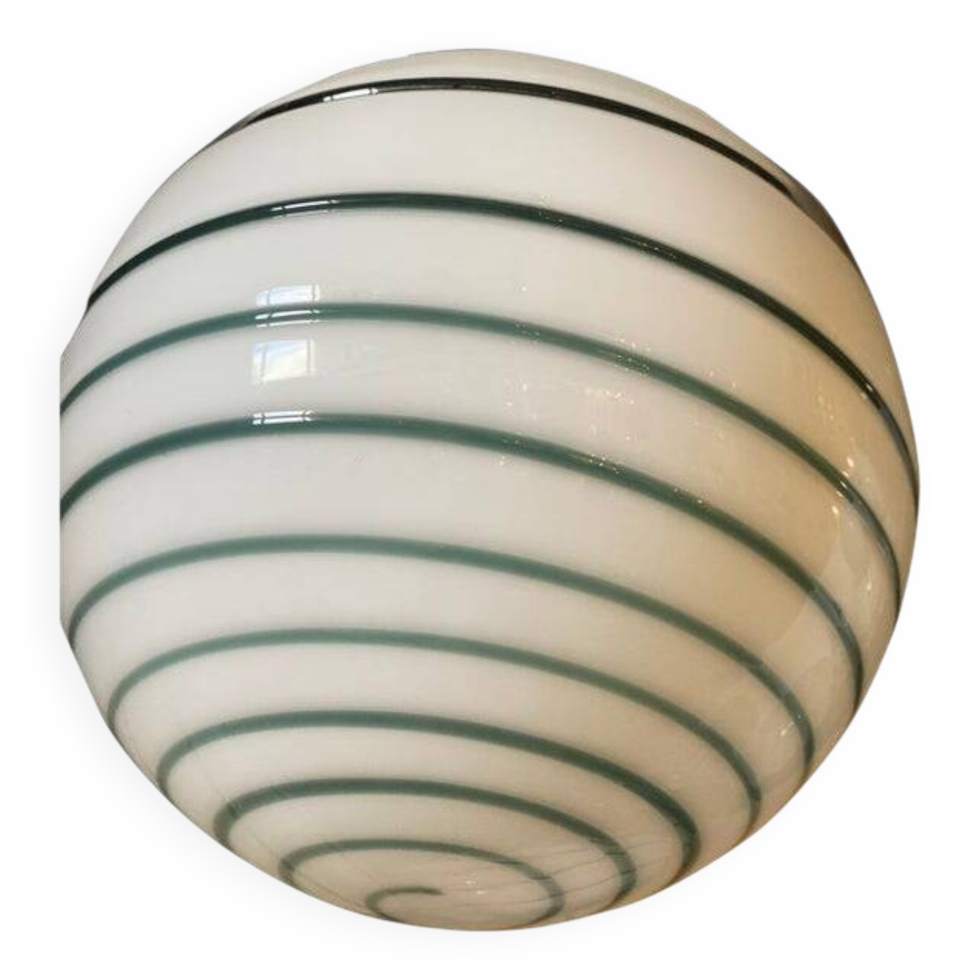 Murano Style Glass Pendant Swirling Green and White