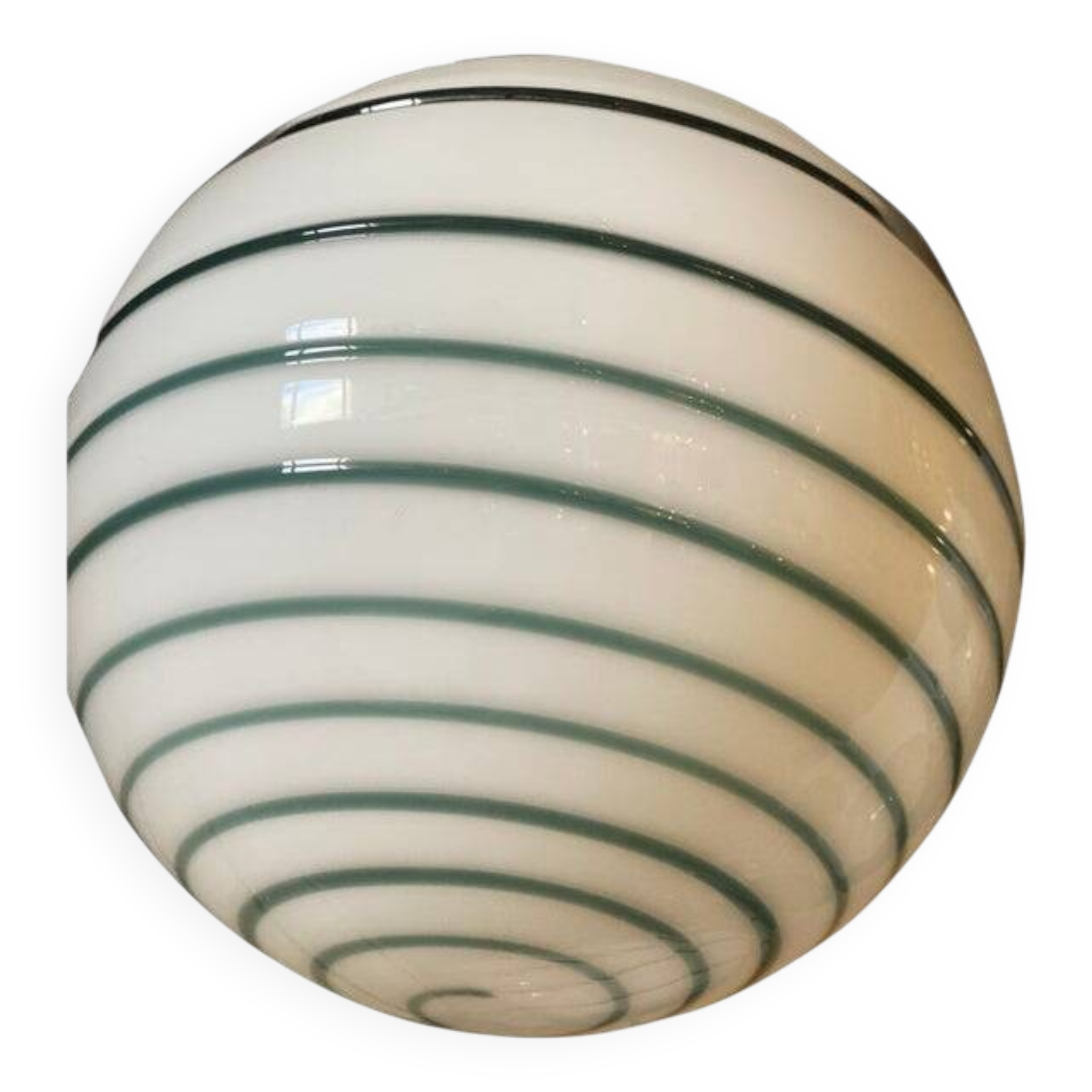 Murano Style Glass Pendant Swirling Green and White