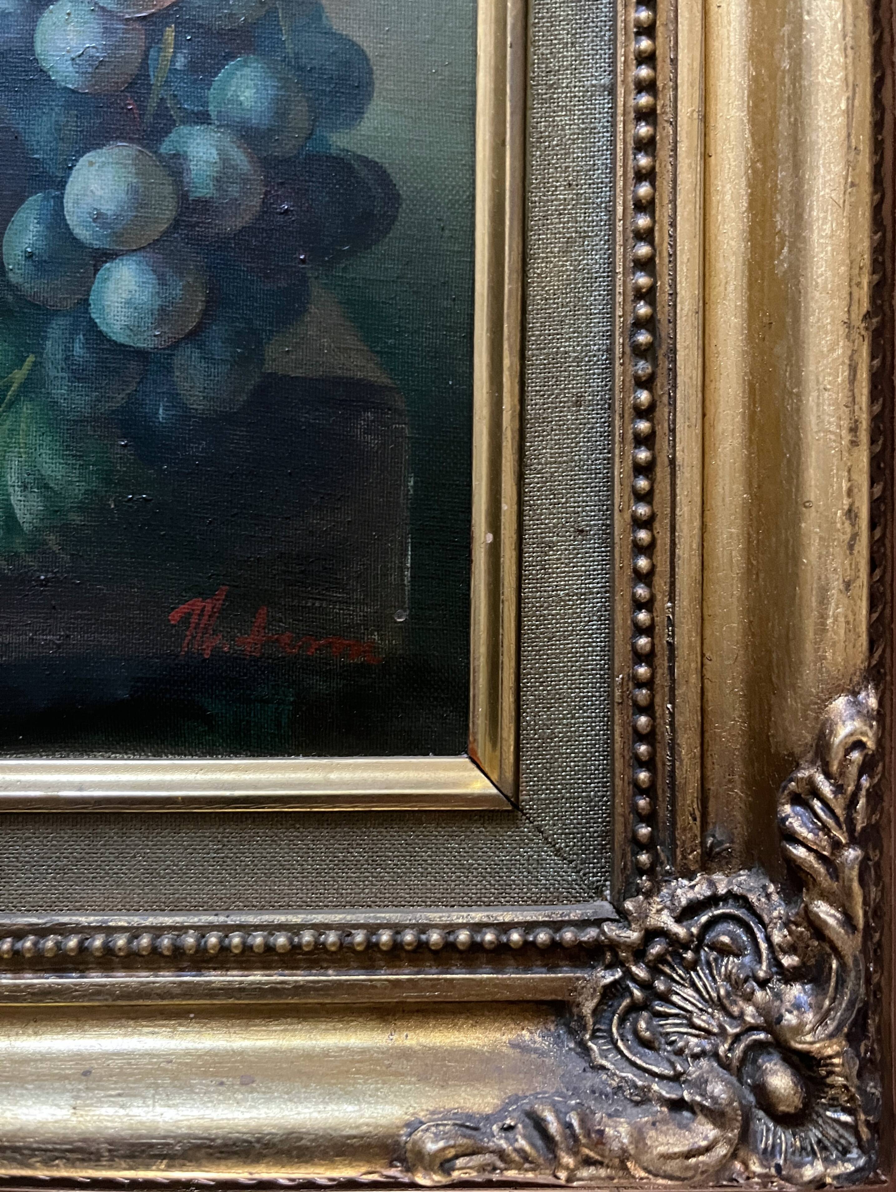 Tableau HST "Still Life with Fruits" Signed (?) 20th century + frame