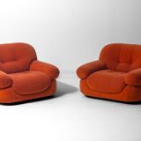 Pair of suède 'Sapporo' lounge chairs by Mobil Girgi, Italy 1970s