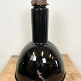 Set of 4 Industrial Bauhaus Black Enamel Pendant Lamps, 1960s