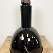 Set of 4 Industrial Bauhaus Black Enamel Pendant Lamps, 1960s