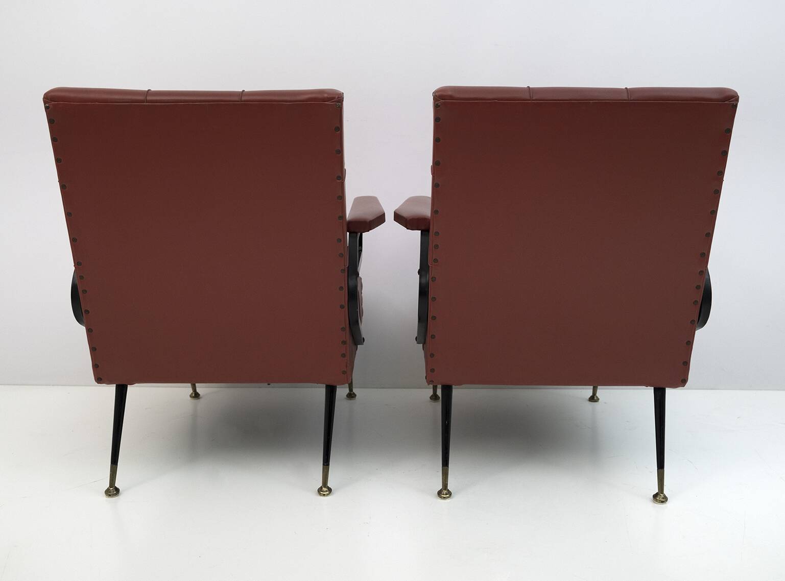 Mid-Century Modern Italian Faux Leather Small Armchair, 1960s