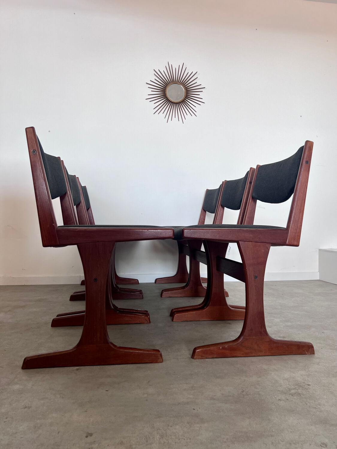 Set of 6 old Scandinavian chairs from the 60s, vintage teak