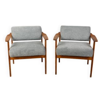Fauteuils vintage années 60 en tissu gris design italien